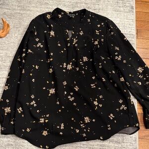 Hilary Radley Black and Gold Floral Top